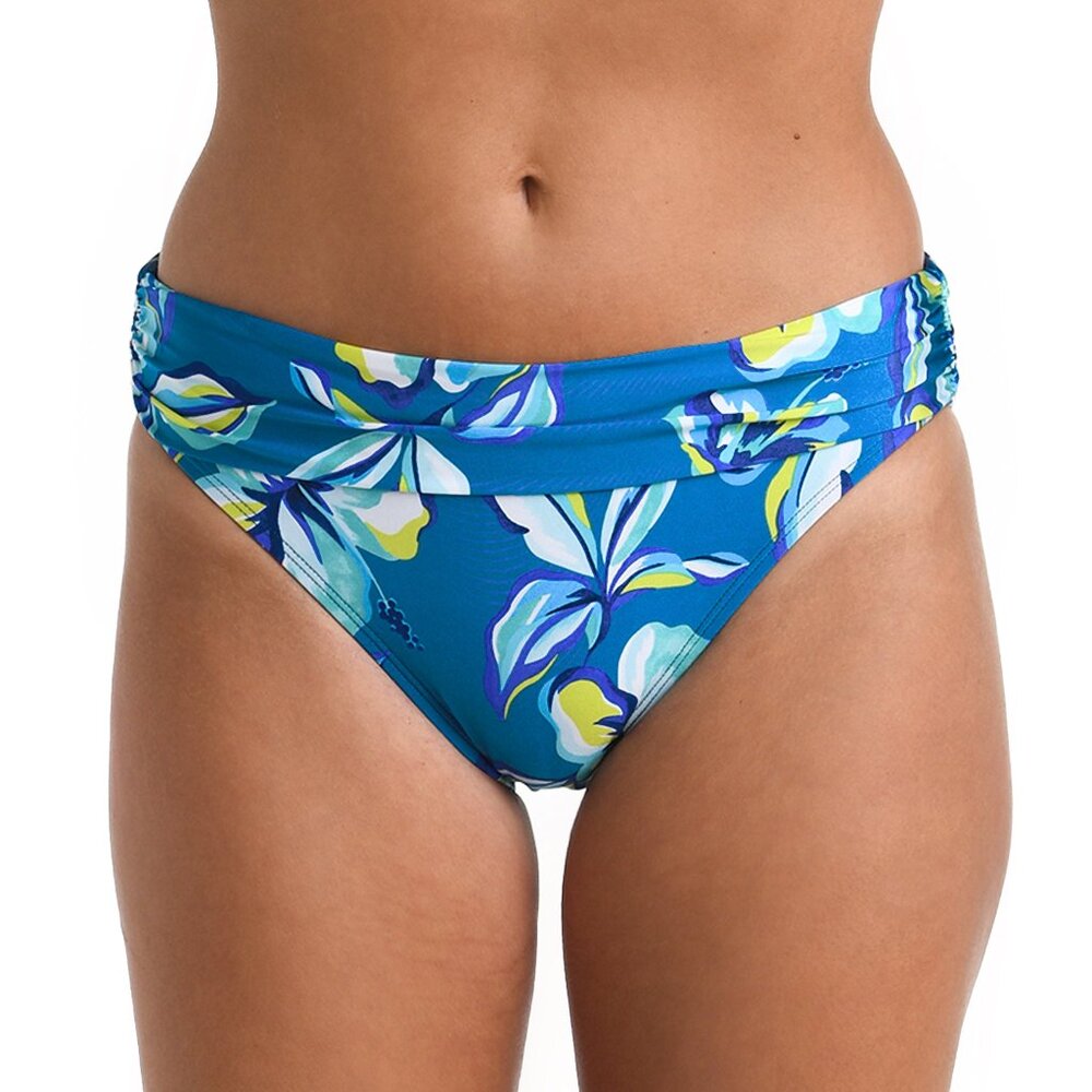 LA BLANCA Fiji Tropics Shirred Band Hipster Bottom Size 88 / Print